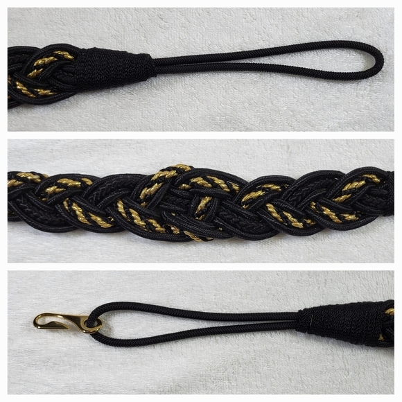 VINTAGE 80's Black and Gold Braided Rope Cummerbund Belt - Women's Size M - Picture 2 of 4
